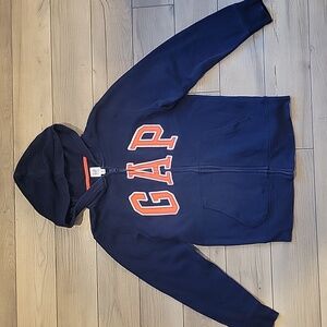 GAP Navy Orange Zip Up Fleece Line Hoodie Sweatshirt - Size XL